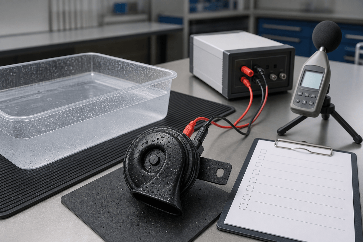 Buyer testing waterproof electric car horn after water exposure Buyer testing waterproof electric car horn after water exposure