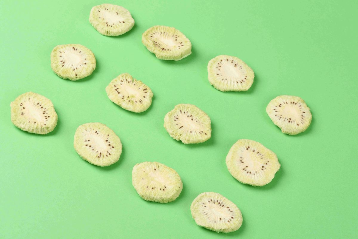 Delicious freeze dried kiwi snacks ready for consumption Delicious freeze dried kiwi snacks ready for consumption
