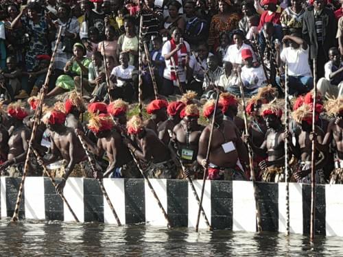 The Kuomboka Ceremony is an ancient ritual celebrated by the people of Zambia in which the Litunga, the traditional ruler of Barotseland, moves from his dry season palace in Lealui to his wet season palace in Limulunga in a large ceremonial boat. The Kuomboka Ceremony is an ancient ritual celebrated by the people of Zambia in which the Litunga, the traditional ruler of Barotseland, moves from his dry season palace in Lealui to his wet season palace in Limulunga in a large ceremonial boat.
