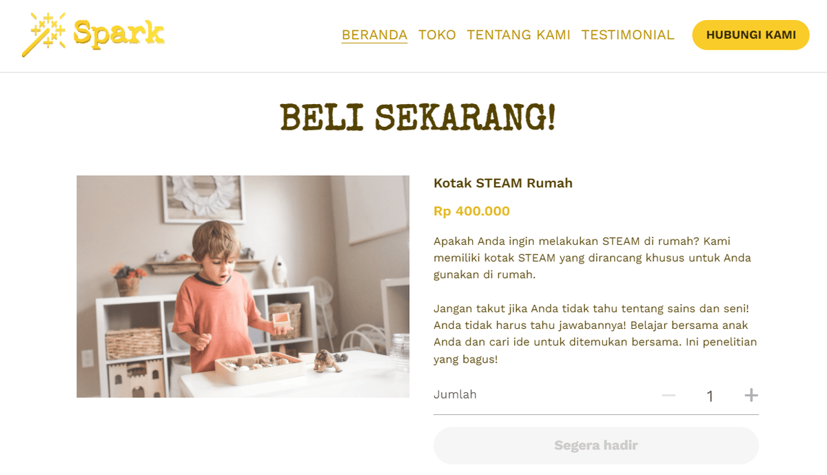 Halaman Produk untuk Template Toko Online Sparks Halaman Produk untuk Template Toko Online Sparks