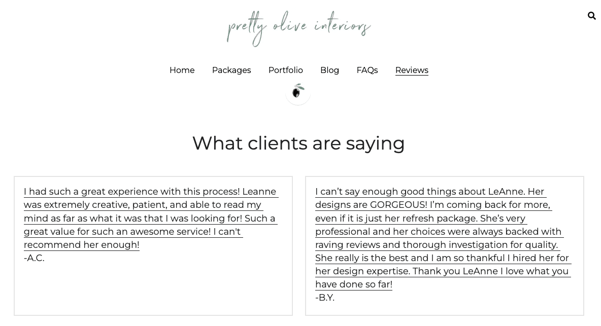 Interiores Pretty Olive: cómo aprovechar las críticas positivas Interiores Pretty Olive: cómo aprovechar las críticas positivas
