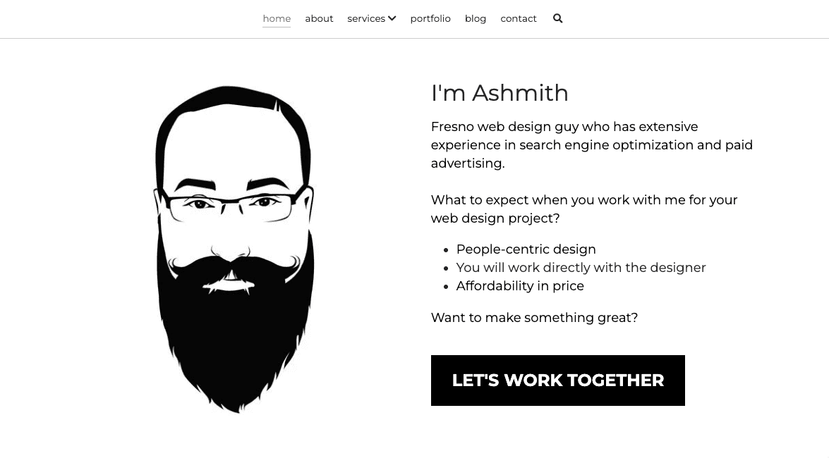 Sitio web de Ashmith con un diseño poco convencional Sitio web de Ashmith con un diseño poco convencional