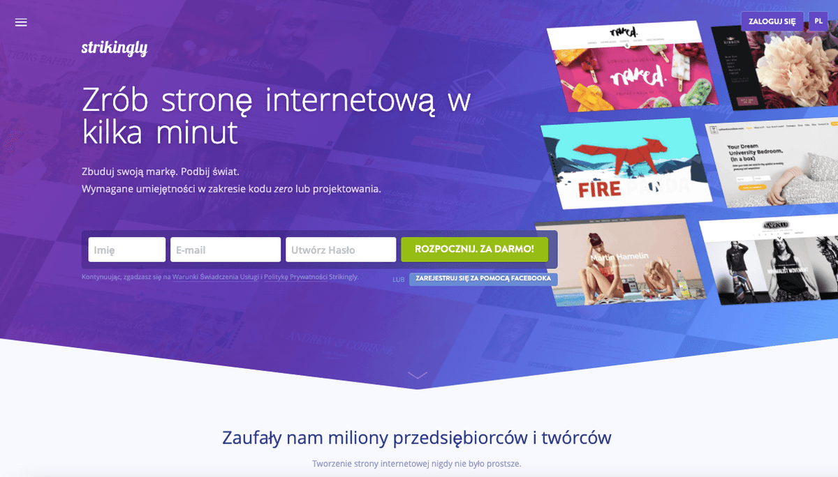 Strona docelowa Strikingly Strona docelowa Strikingly