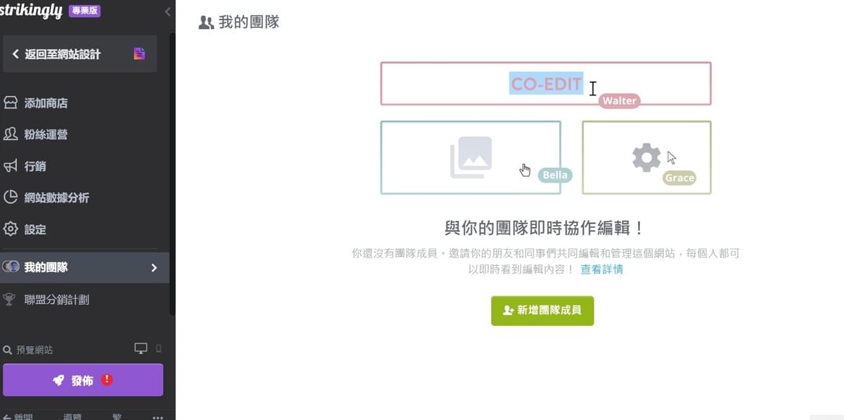 Strikingly的團隊協作功能 Strikingly的團隊協作功能