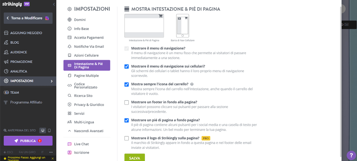 Informativa sulla privacy: seleziona la casella per Visualizza un piè di pagina in fondo alla pagina da Intestazione e piè di pagina in Impostazioni Informativa sulla privacy: seleziona la casella per Visualizza un piè di pagina in fondo alla pagina da Intestazione e piè di pagina in Impostazioni