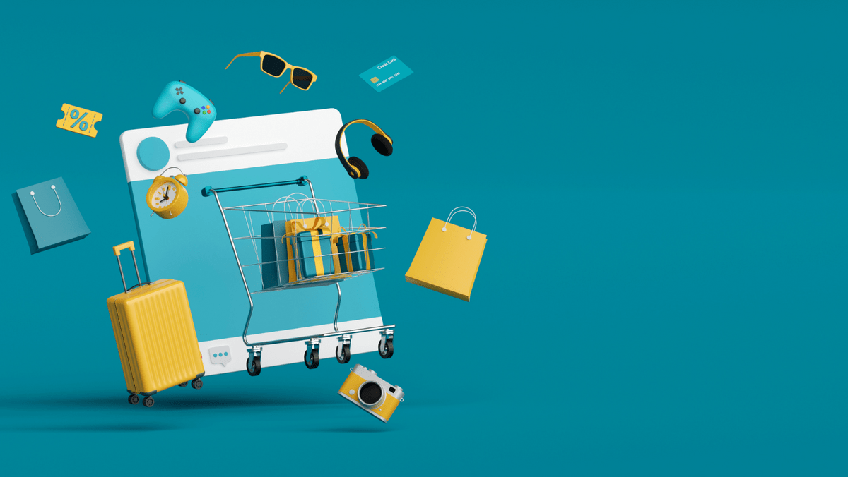 Mcommerce概念,在3D渲染中在线购物 Mcommerce概念,在3D渲染中在线购物