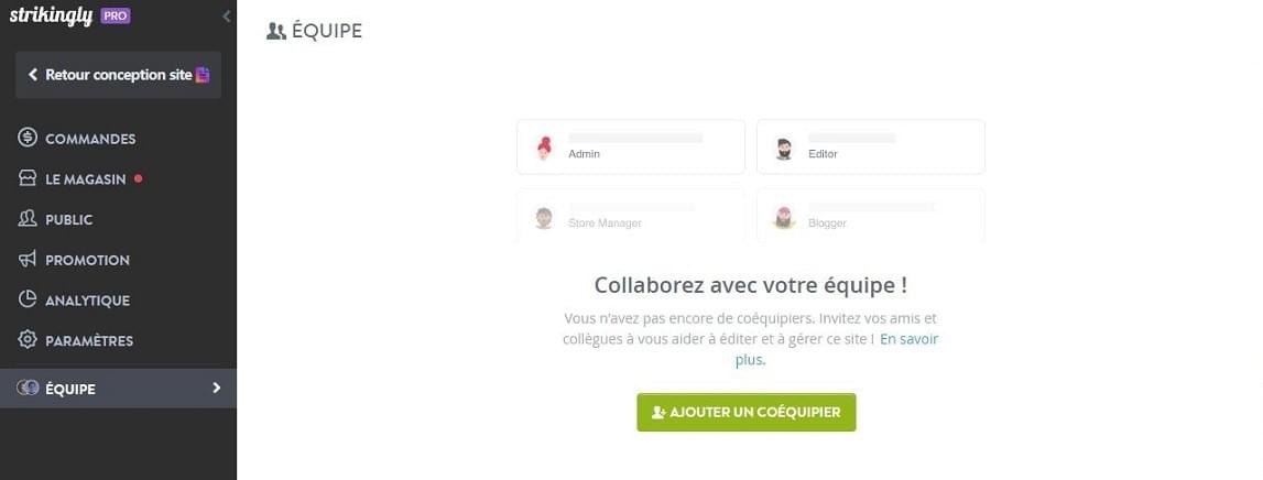 Définir les rôles avec Strikingly Définir les rôles avec Strikingly