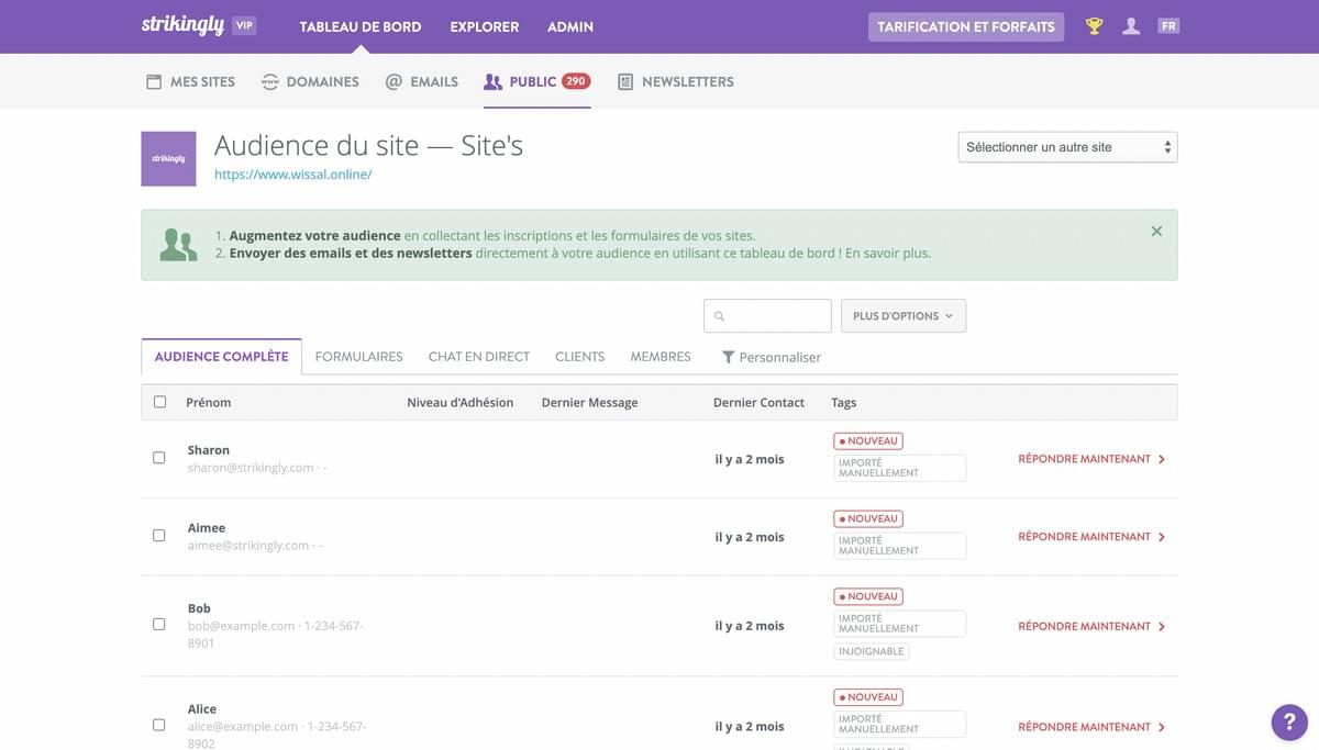 Audience site web Audience site web
