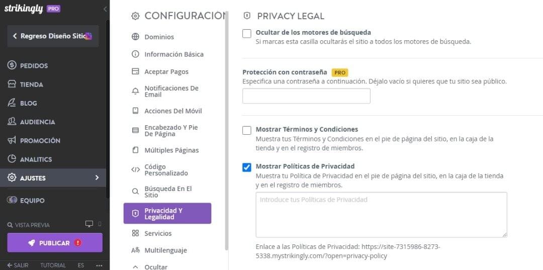 Privacidad legal de Strikingly Privacidad legal de Strikingly