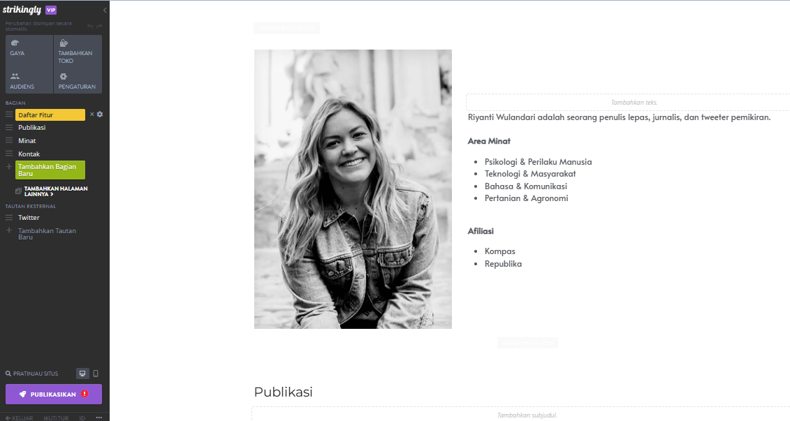 Cara Menulis Biodata Situs Web dengan Strikingly - Personalisasi Biodata Anda Cara Menulis Biodata Situs Web dengan Strikingly - Personalisasi Biodata Anda
