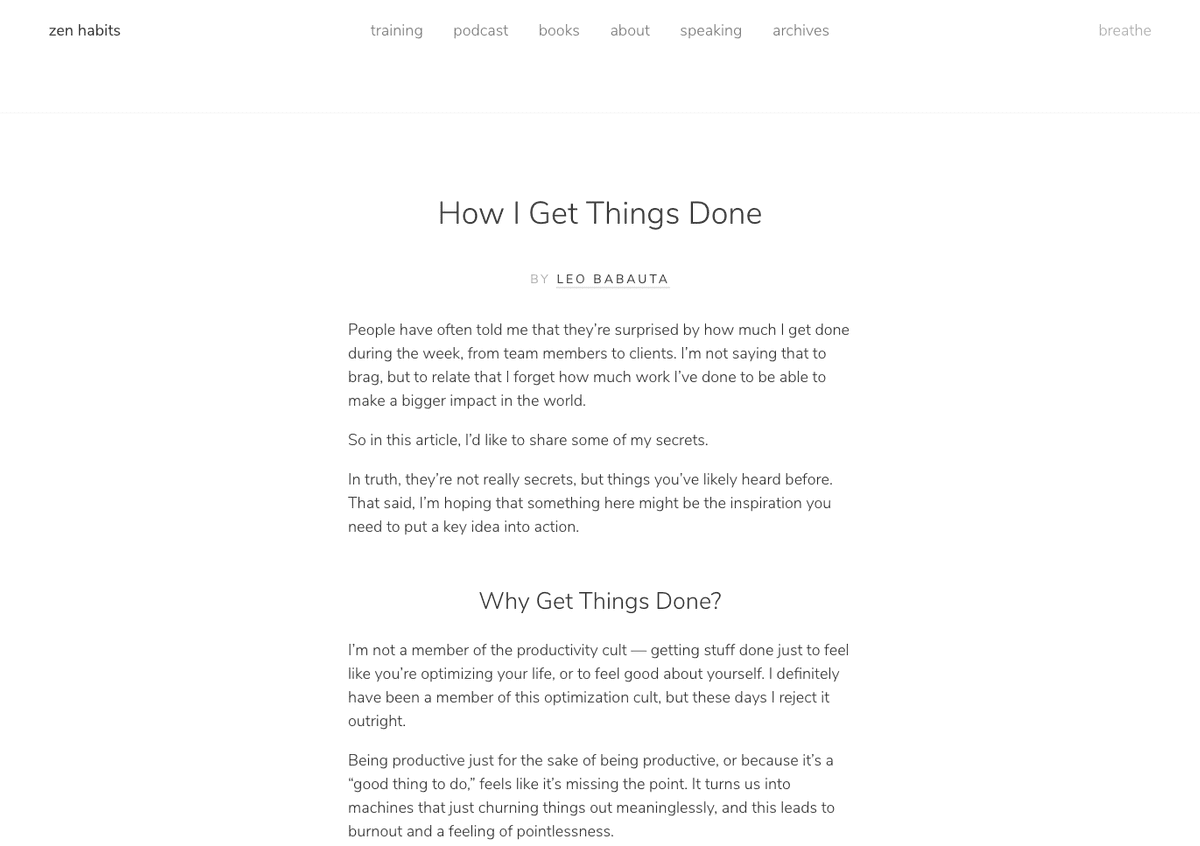 Przykłady blogów nr 7: Zen Habits Przykłady blogów nr 7: Zen Habits
