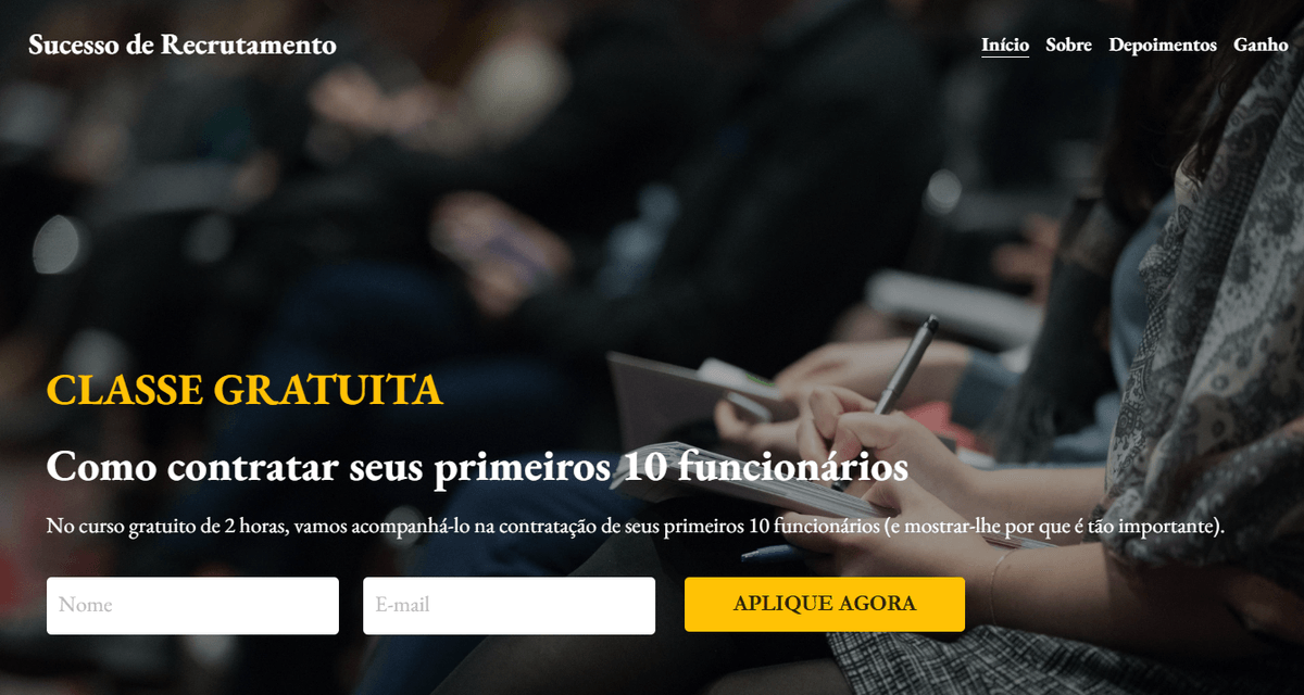 Modelo de sucesso do recrutador da Strikingly Modelo de sucesso do recrutador da Strikingly
