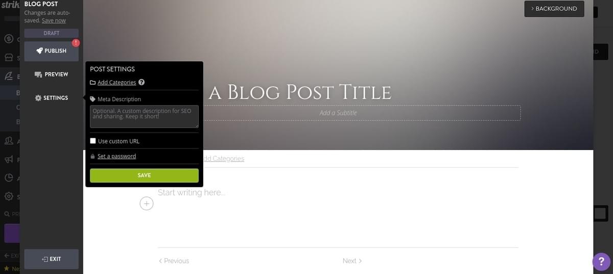 Editor de Blog de Strikingly Editor de Blog de Strikingly