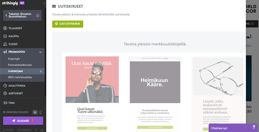 Strikinglyn uutiskirjeominaisuus Strikinglyn uutiskirjeominaisuus
