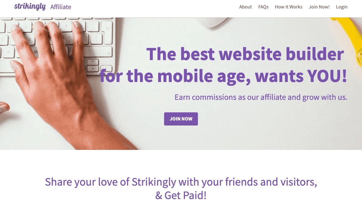 Programme d'affiliation Strikingly Programme d'affiliation Strikingly