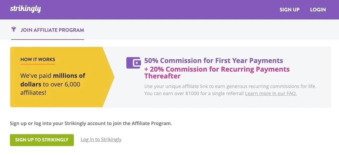 Trang Đăng ký Chương trình Tiếp thị Liên kết của Strikingly Trang Đăng ký Chương trình Tiếp thị Liên kết của Strikingly