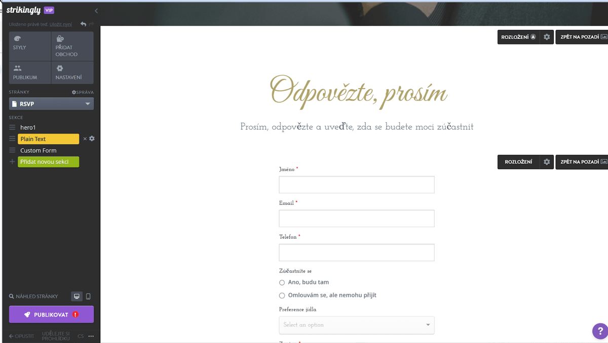 Vytvořte online pozvánku s nápadně pro funkce, jako jsou vlastní formuláře pro RSVP Vytvořte online pozvánku s nápadně pro funkce, jako jsou vlastní formuláře pro RSVP