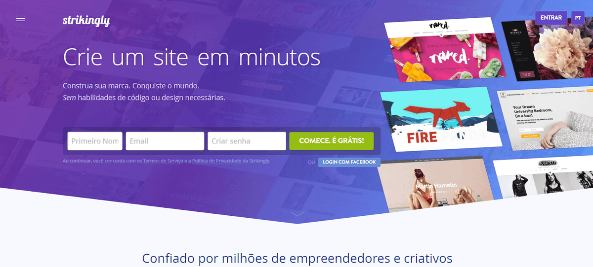 Imagem retirada da Strikingly Imagem retirada da Strikingly