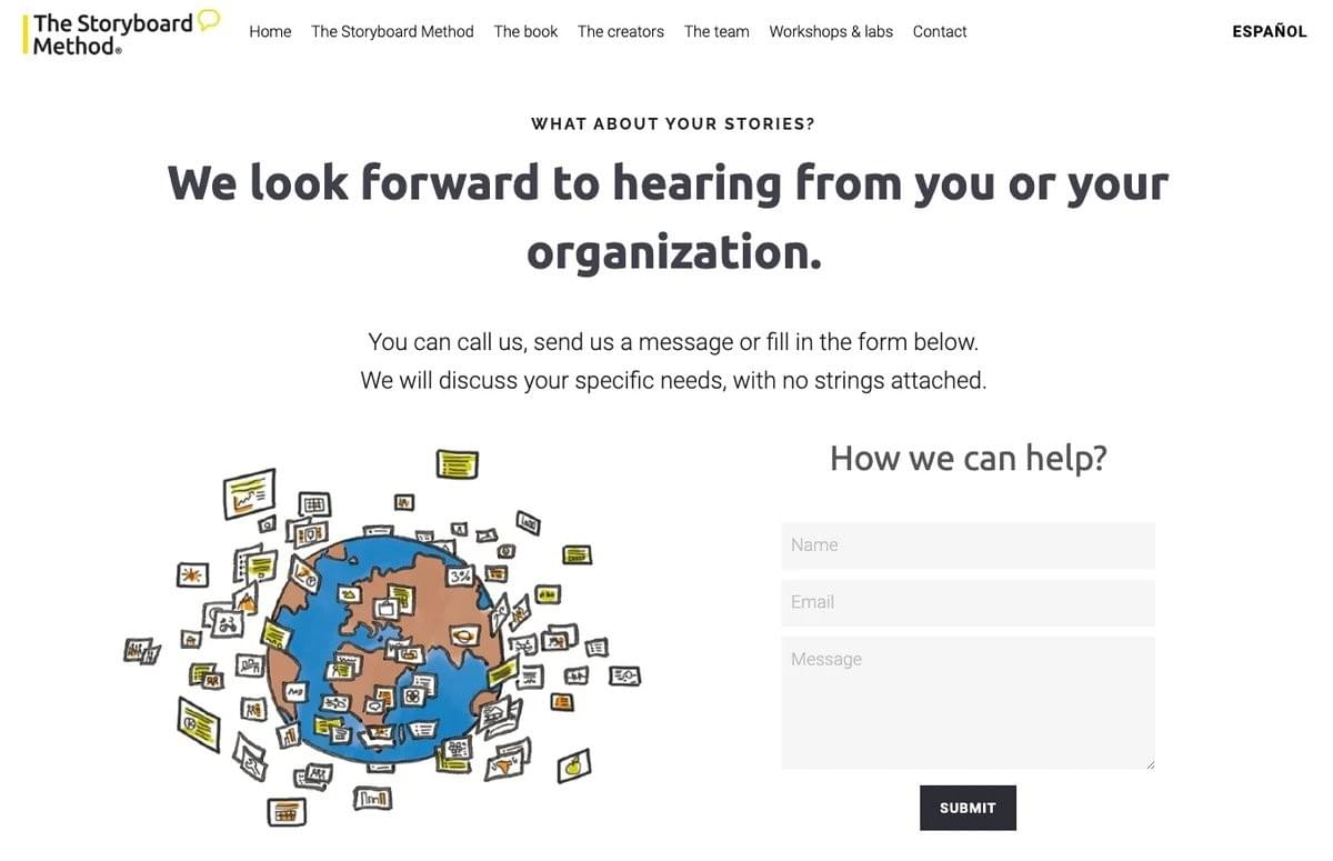Trang Liên hệ của trang web The Storyboard Method Trang Liên hệ của trang web The Storyboard Method
