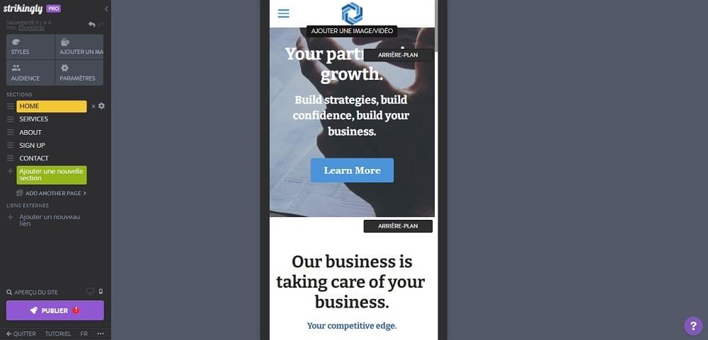 Vue Mobile Strikingly pour Publier un Site Web Vue Mobile Strikingly pour Publier un Site Web