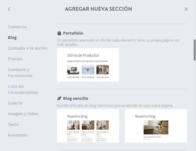 Agregar nueva sección de blog Agregar nueva sección de blog