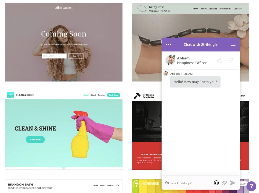 Strikingly Template Page with Chat Strikingly Template Page with Chat