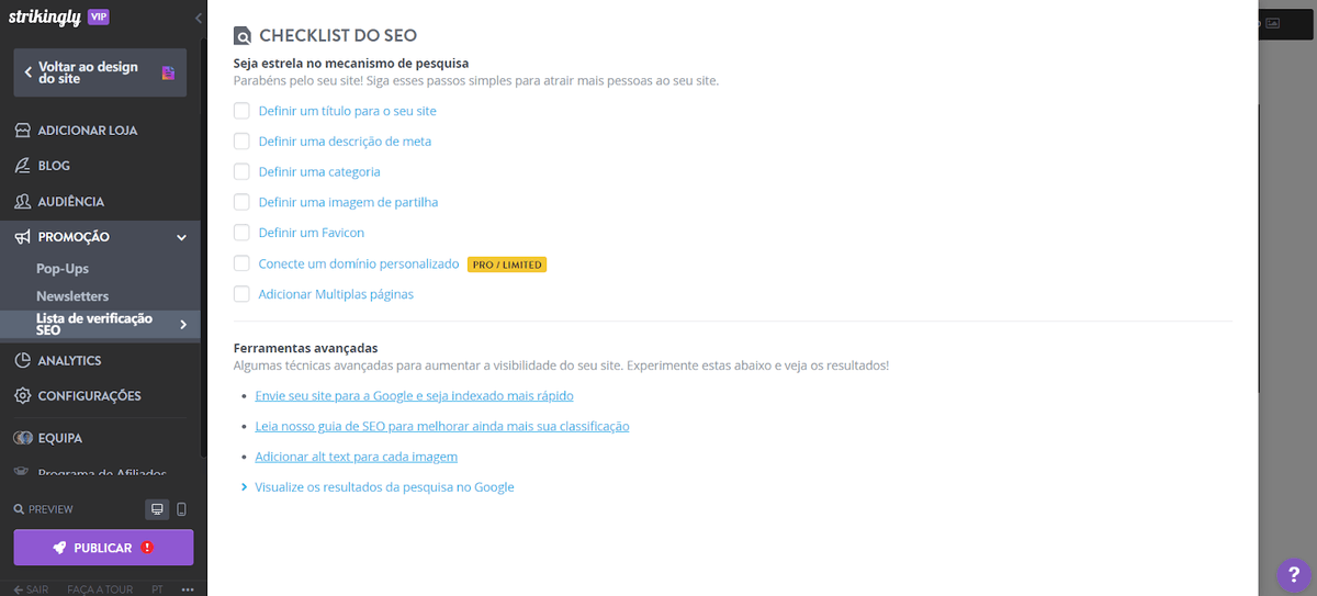 Otimize o conteúdo do site para SEO Otimize o conteúdo do site para SEO