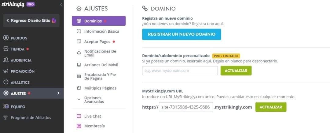 Dominio de Strikingly Dominio de Strikingly