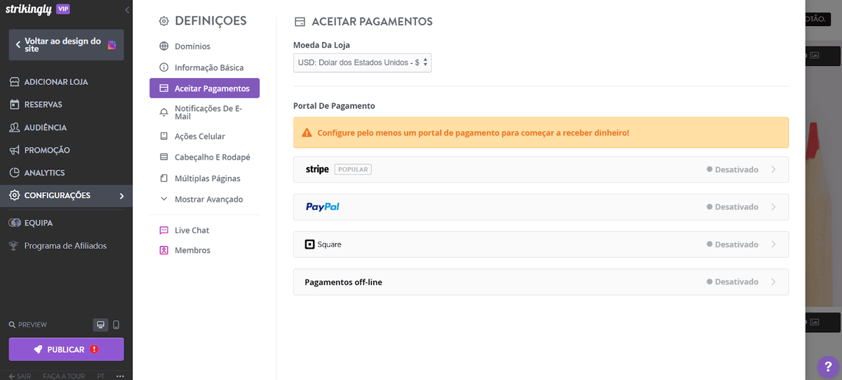 Configure opções de pagamento fáceis no Strikingly para vender produtos digitais Configure opções de pagamento fáceis no Strikingly para vender produtos digitais