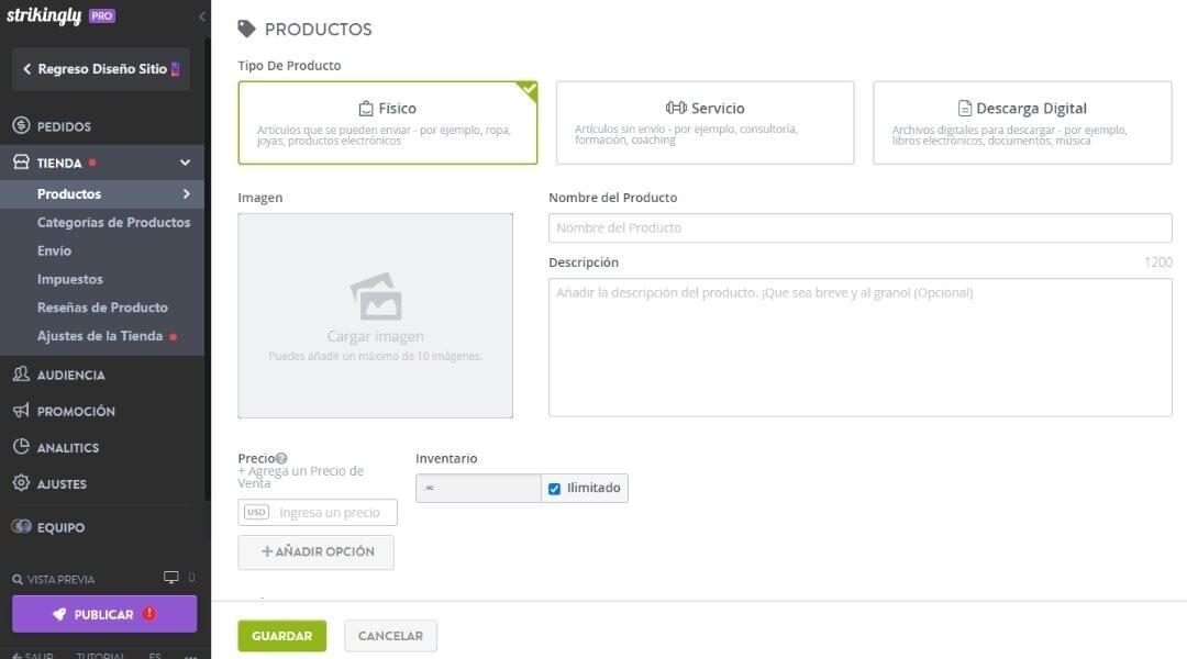 Productos de Strikingly Productos de Strikingly