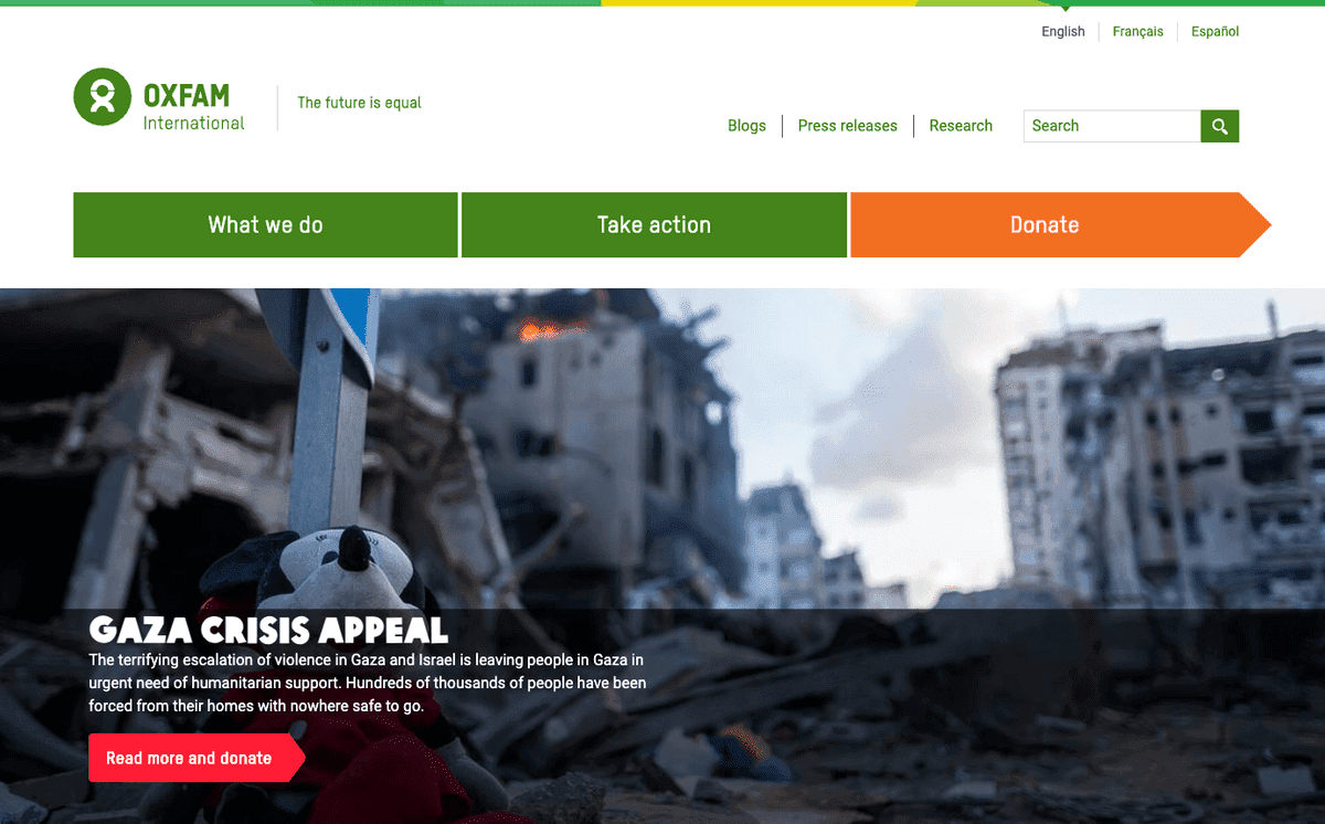 موقع الويب غير الربحي: أوكسفام موقع الويب غير الربحي: أوكسفام