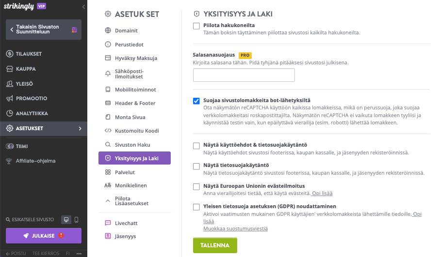 Kerro tietosuojakäytännöistä ja tietosuojatoimenpiteistä Kerro tietosuojakäytännöistä ja tietosuojatoimenpiteistä