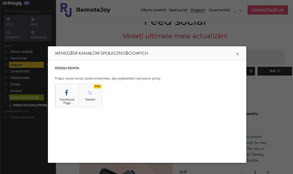 Strikingly - Integracja z mediami społecznościowymi Strikingly - Integracja z mediami społecznościowymi