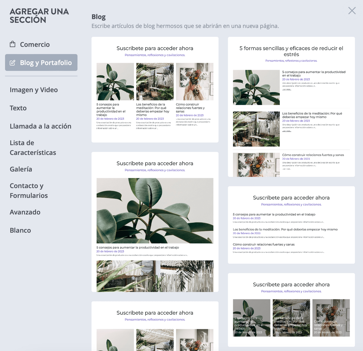 agregar un blog o portafolio en Strikingly agregar un blog o portafolio en Strikingly