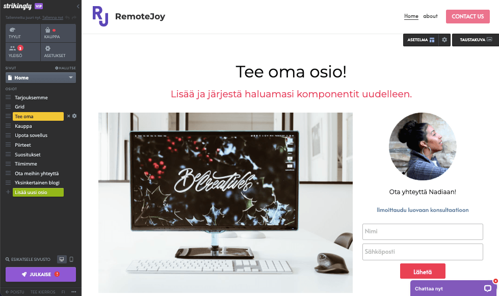 Hämmästyttävä verkkosivustoeditori Hämmästyttävä verkkosivustoeditori
