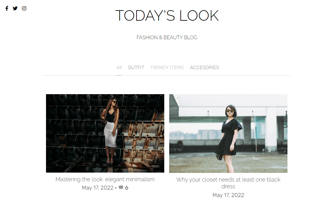 Today's Look Template