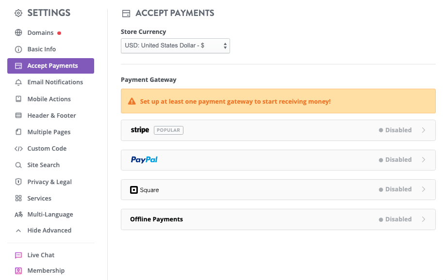 Strikingly Payments Page Strikingly Payments Page
