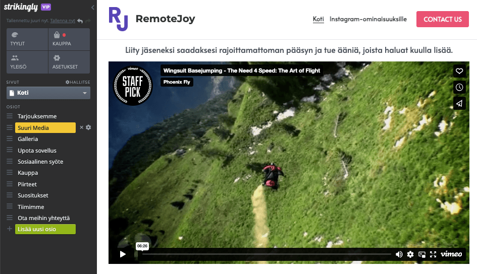 Upotettu videosisältö Strikingly-verkkosivustolla Upotettu videosisältö Strikingly-verkkosivustolla