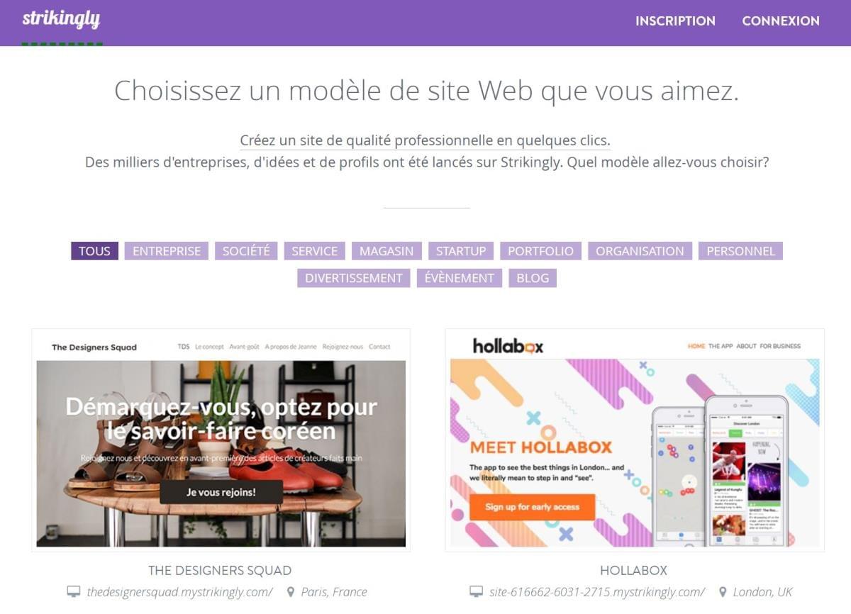 Modèles de sites Strikingly Modèles de sites Strikingly