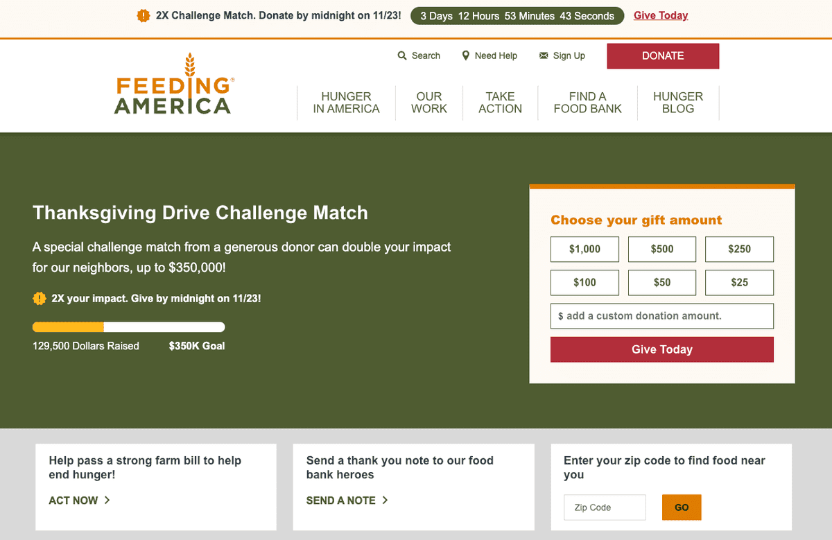 موقع ويب غير ربحي: Feeding America موقع ويب غير ربحي: Feeding America
