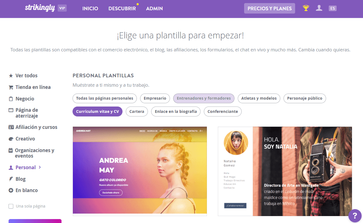 Cómo Mostrar tu Portafolio con Strikingly - Selecciona una Plantilla Cómo Mostrar tu Portafolio con Strikingly - Selecciona una Plantilla