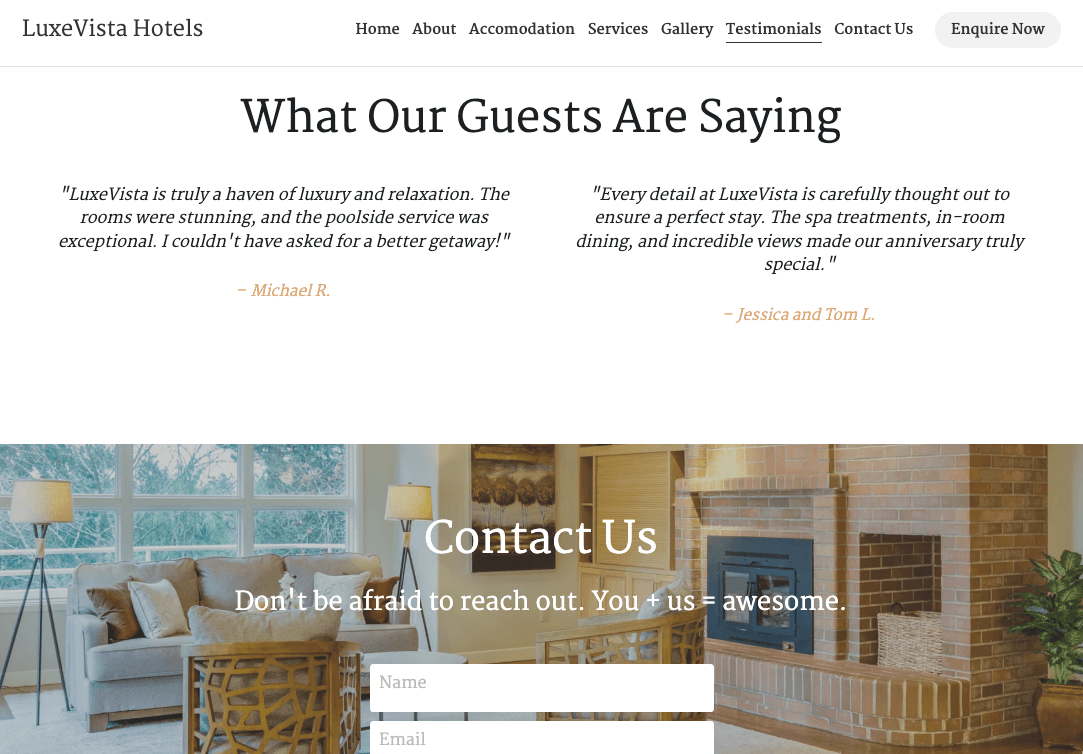 LuxeVista 酒店模板 LuxeVista 酒店模板