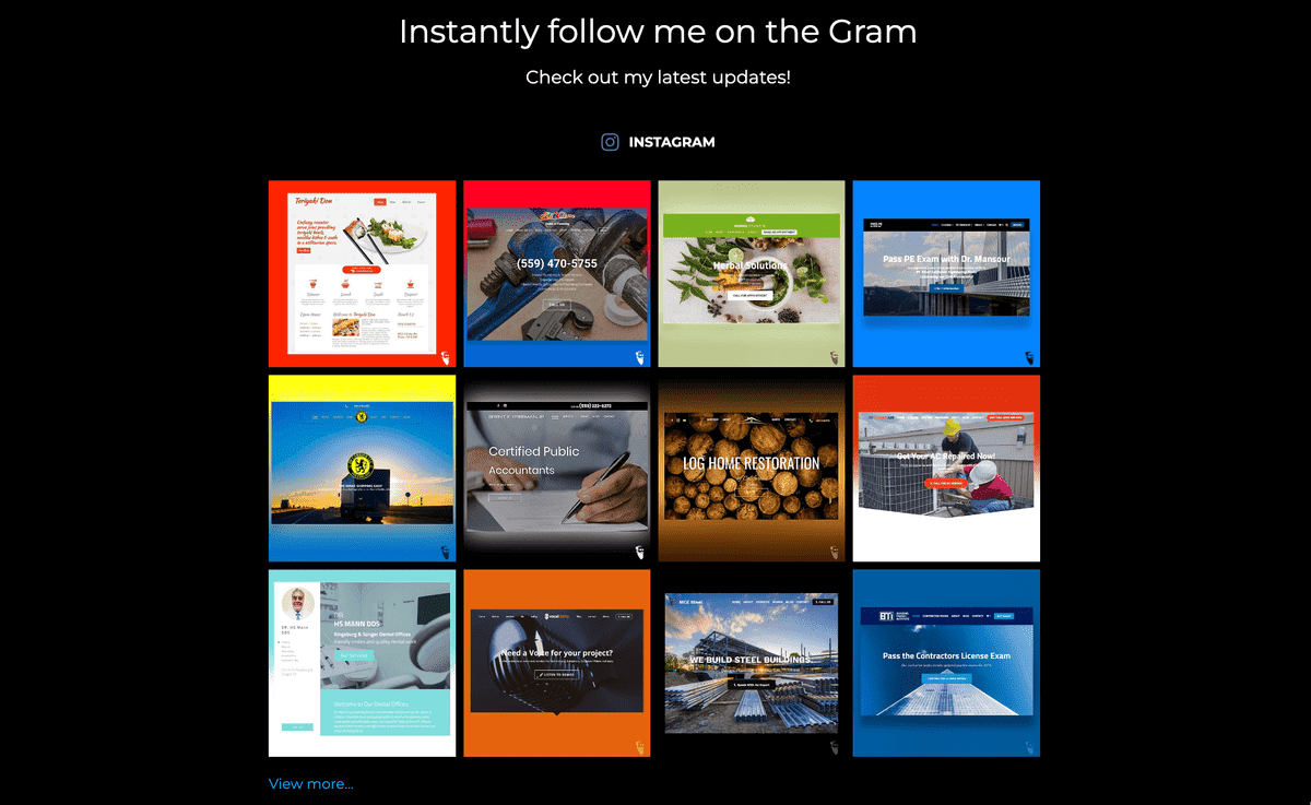 sección de instagram del sitio web de ashmit sección de instagram del sitio web de ashmit