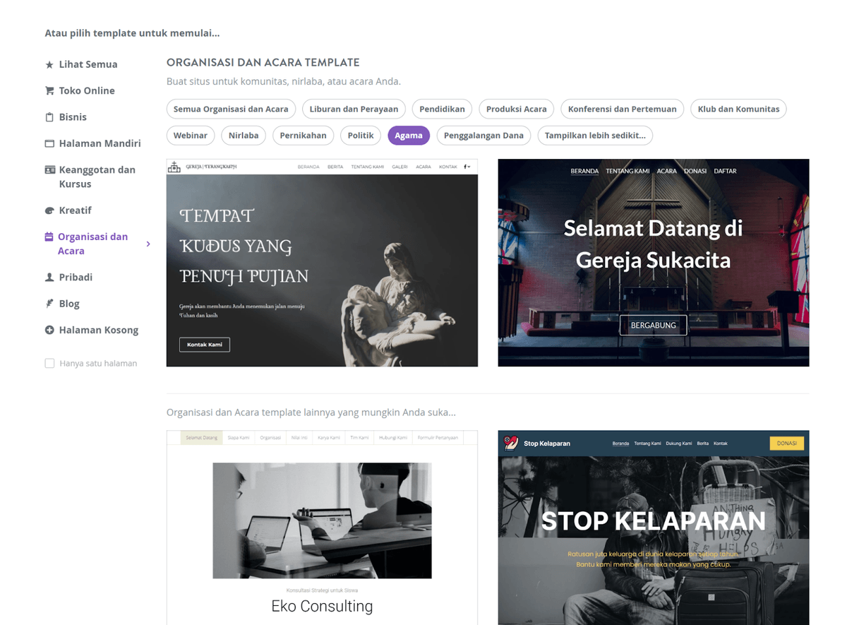 Buat Situs Web Nirlaba di Strikingly - Pilih template Buat Situs Web Nirlaba di Strikingly - Pilih template