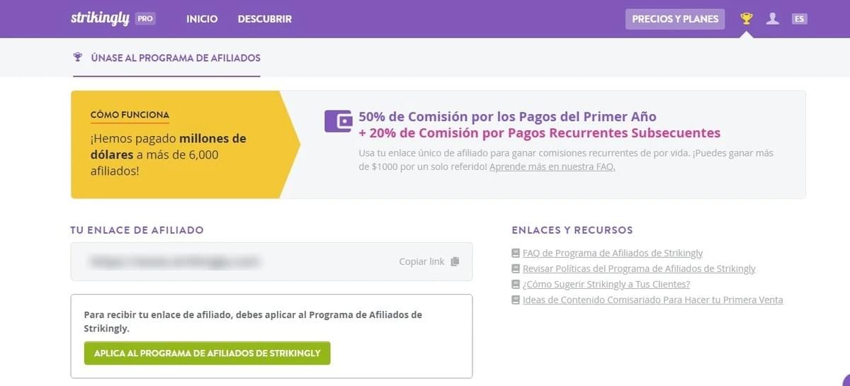 Programa de afiliación de Strikingly Programa de afiliación de Strikingly