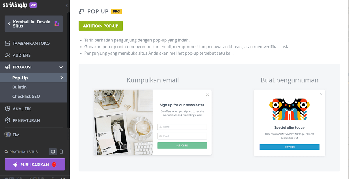 Fitur-fitur Menarik Untuk Membantu Pemasaran Ulang & Penargetan Ulang - Pop-up yang Dapat Disesuaikan Fitur-fitur Menarik Untuk Membantu Pemasaran Ulang & Penargetan Ulang - Pop-up yang Dapat Disesuaikan