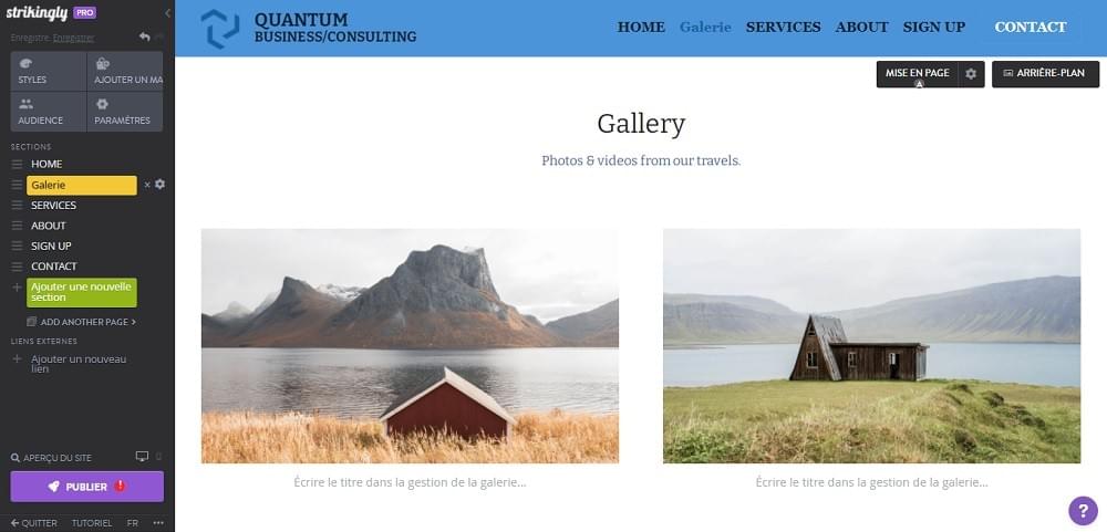 La Section Galerie Strikingly pour votre Site Web de Fabrication La Section Galerie Strikingly pour votre Site Web de Fabrication