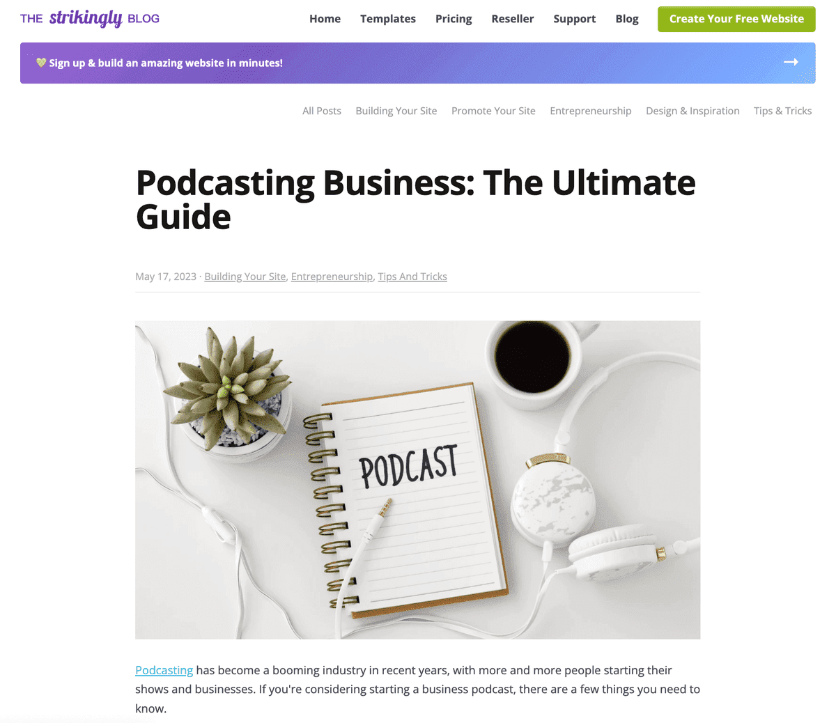 Postagem de blog do blog Strikingly Postagem de blog do blog Strikingly
