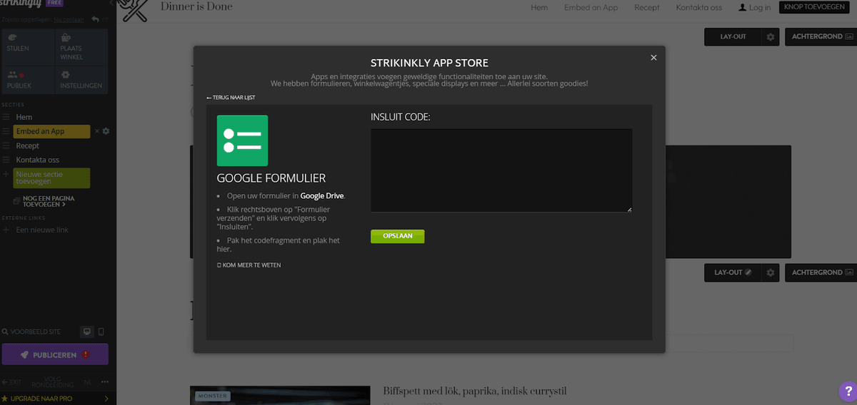Gebruik van NPS Google Formulier op Strikingly Gebruik van NPS Google Formulier op Strikingly
