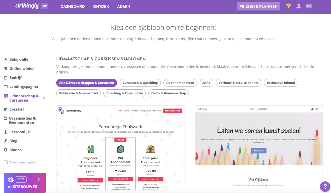 Bouw een lidmaatschapswebsite met Strikingly-sjablonen Bouw een lidmaatschapswebsite met Strikingly-sjablonen